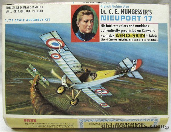 Renwal 1/72 Nieuport 17 Aeroskin Lt. C.E. Nungessers Aircraft, 264-69 plastic model kit